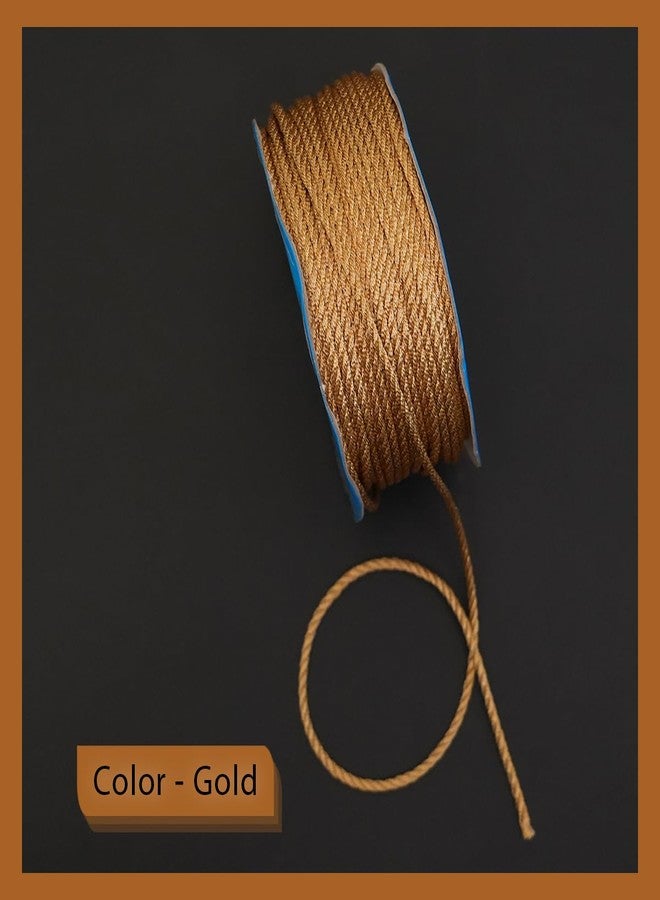 EmbroideryMaterial Golden Zari Trim Braided Macrame Cord Laces and Borders for Saree, Sewing, Embroidery, Edging, Border, Blouse, Dupatta Border, Lehenga, Kurti etc (17 Meters, 3MM Wide) - Image 4